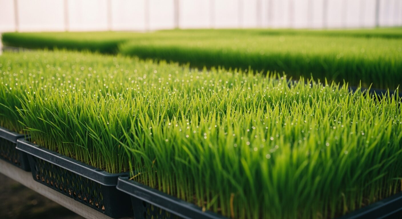 田植えに向けて準備された水稲苗