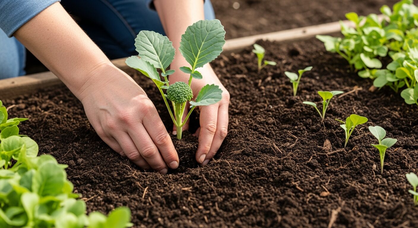 ブロッコリーの苗の植え付け