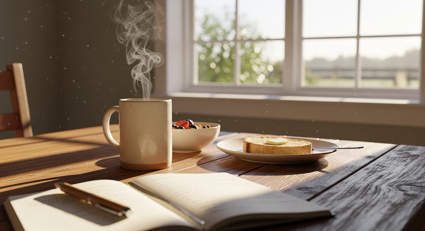 朝の食卓とあたたかいマグカップ