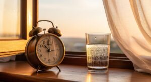 朝日と目覚まし時計