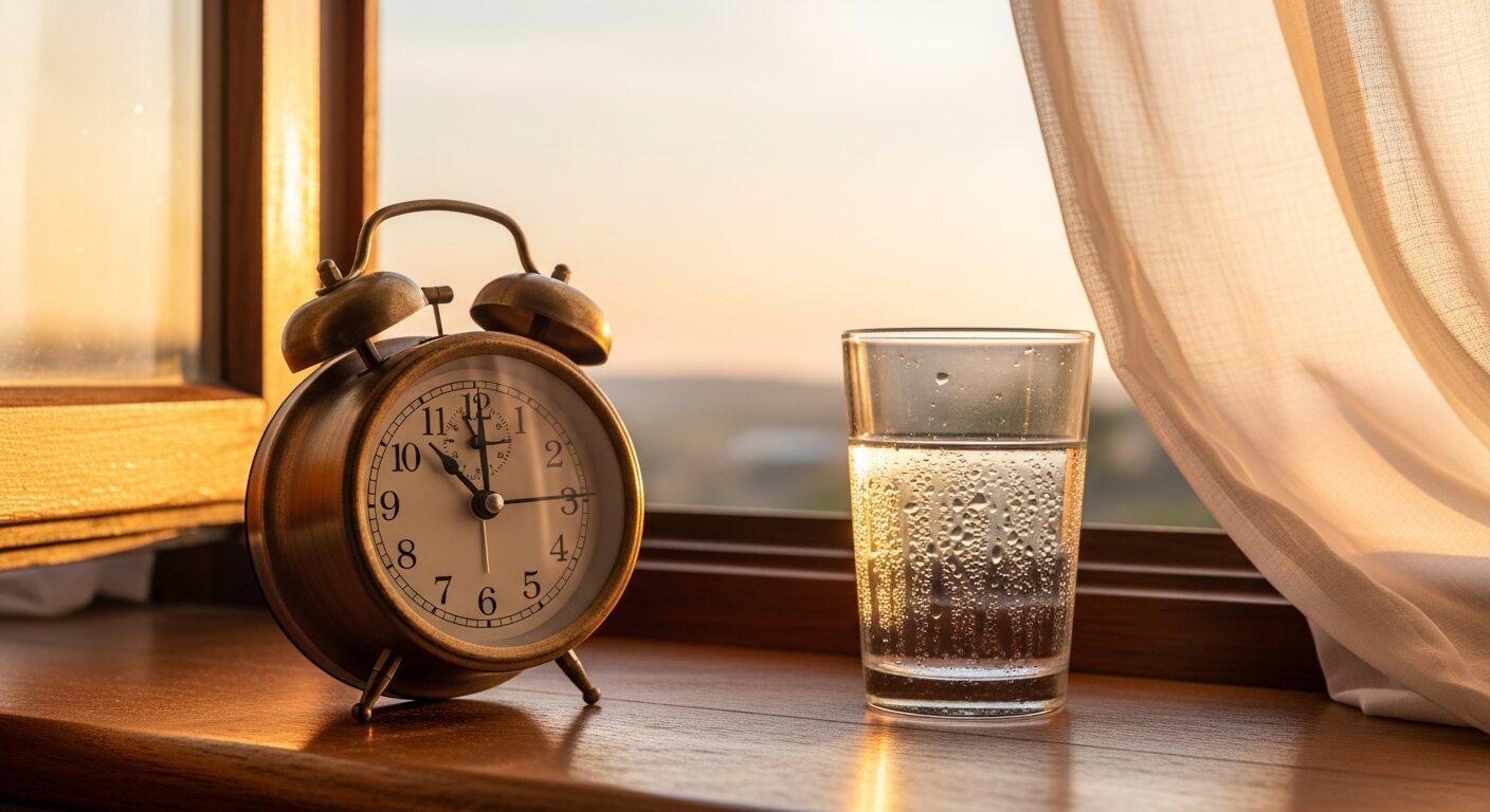 朝日と目覚まし時計