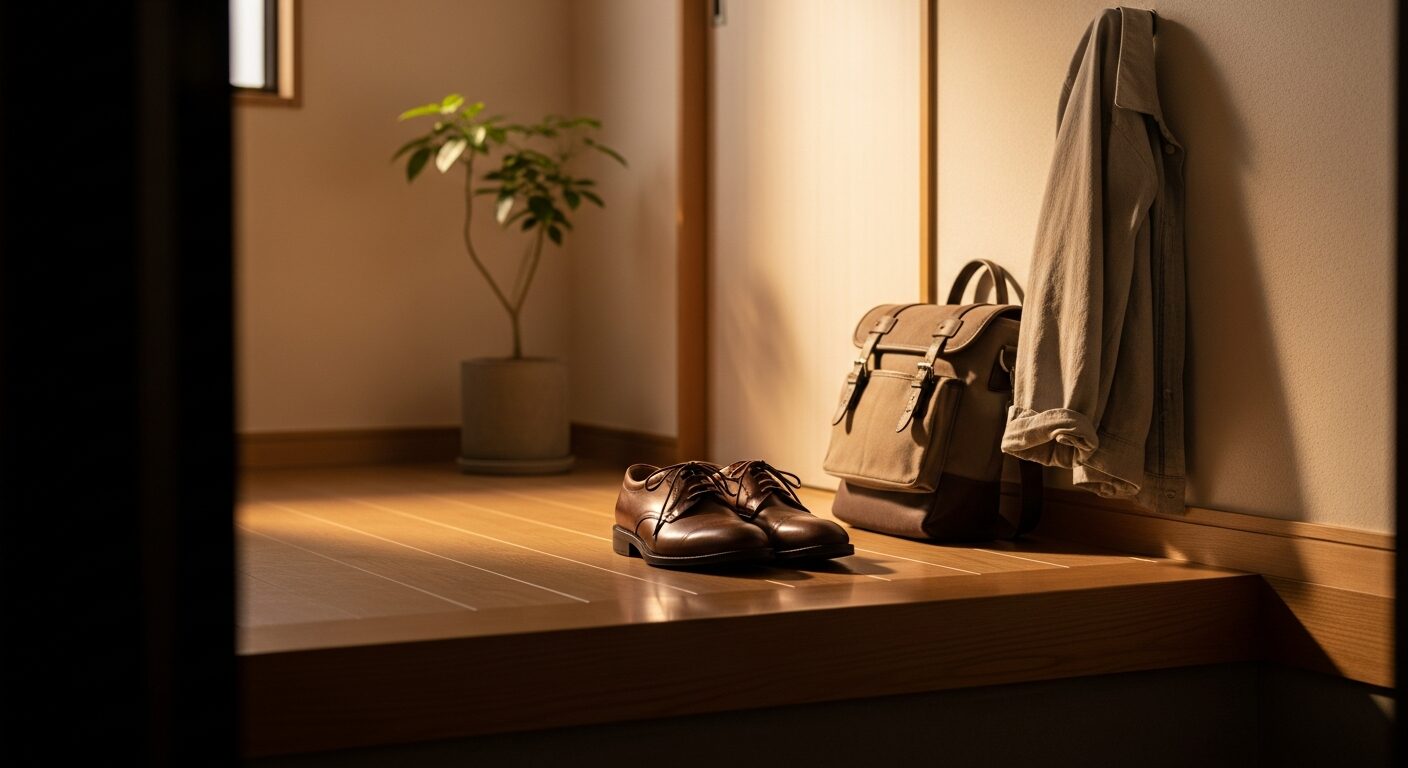 通勤のための靴が並ぶ玄関