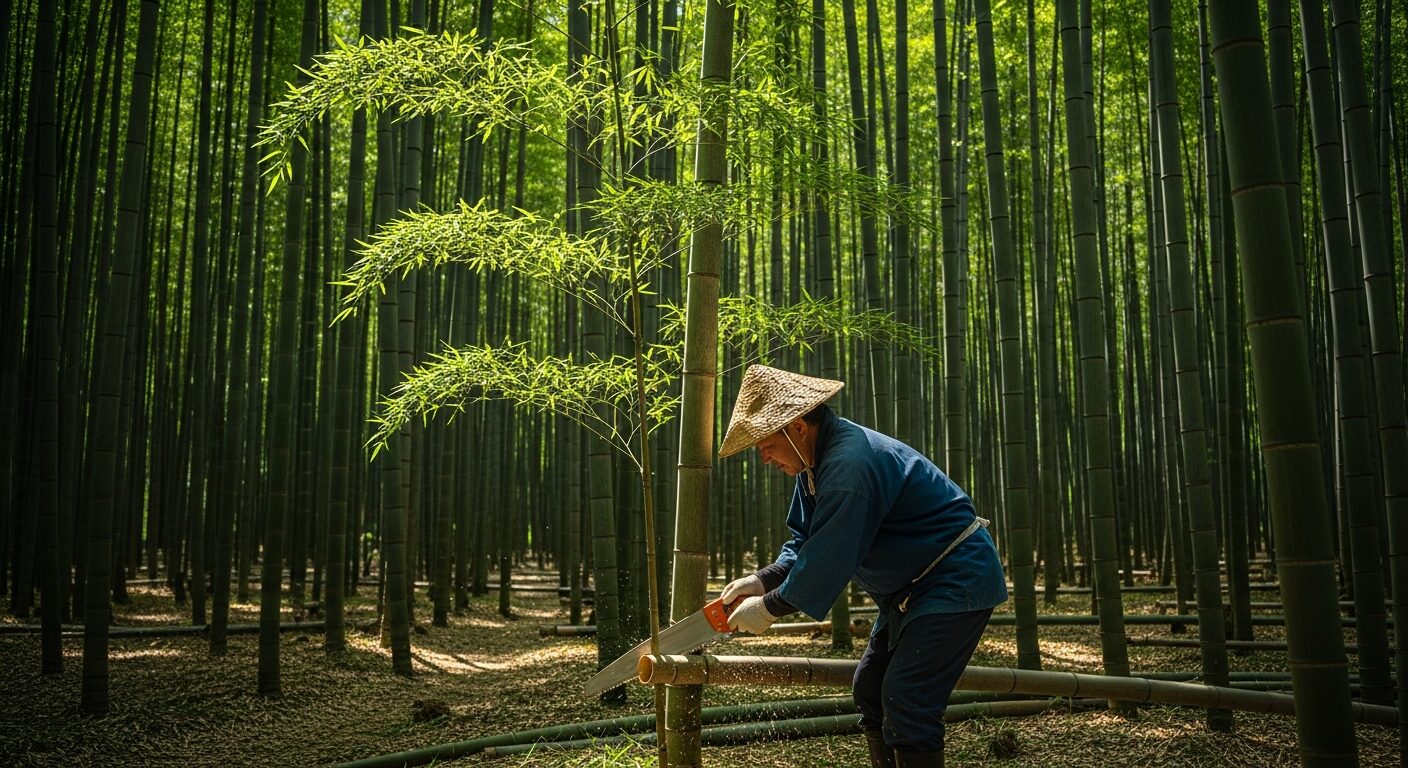 竹藪の間伐作業