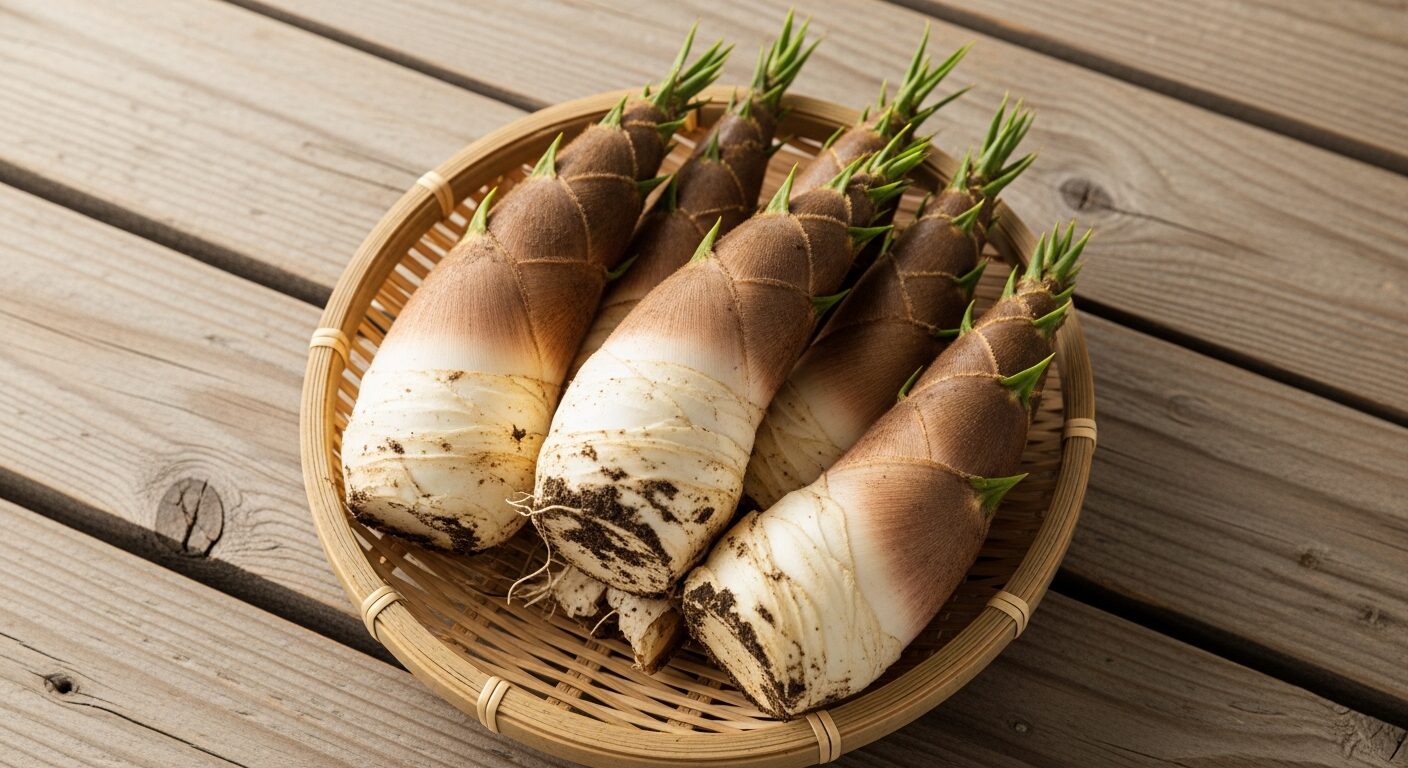 収穫したばかりのタケノコ