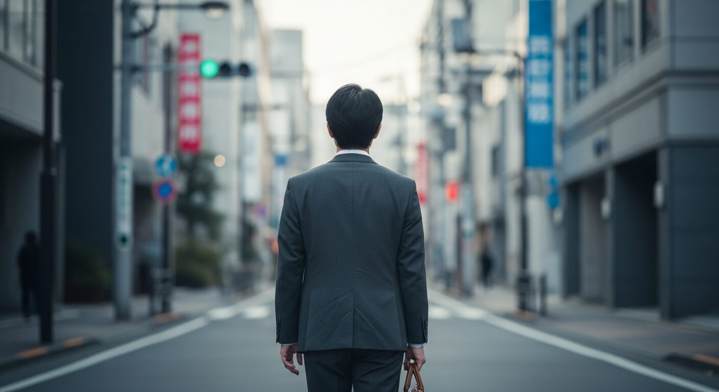 出勤の朝、街を歩く後ろ姿