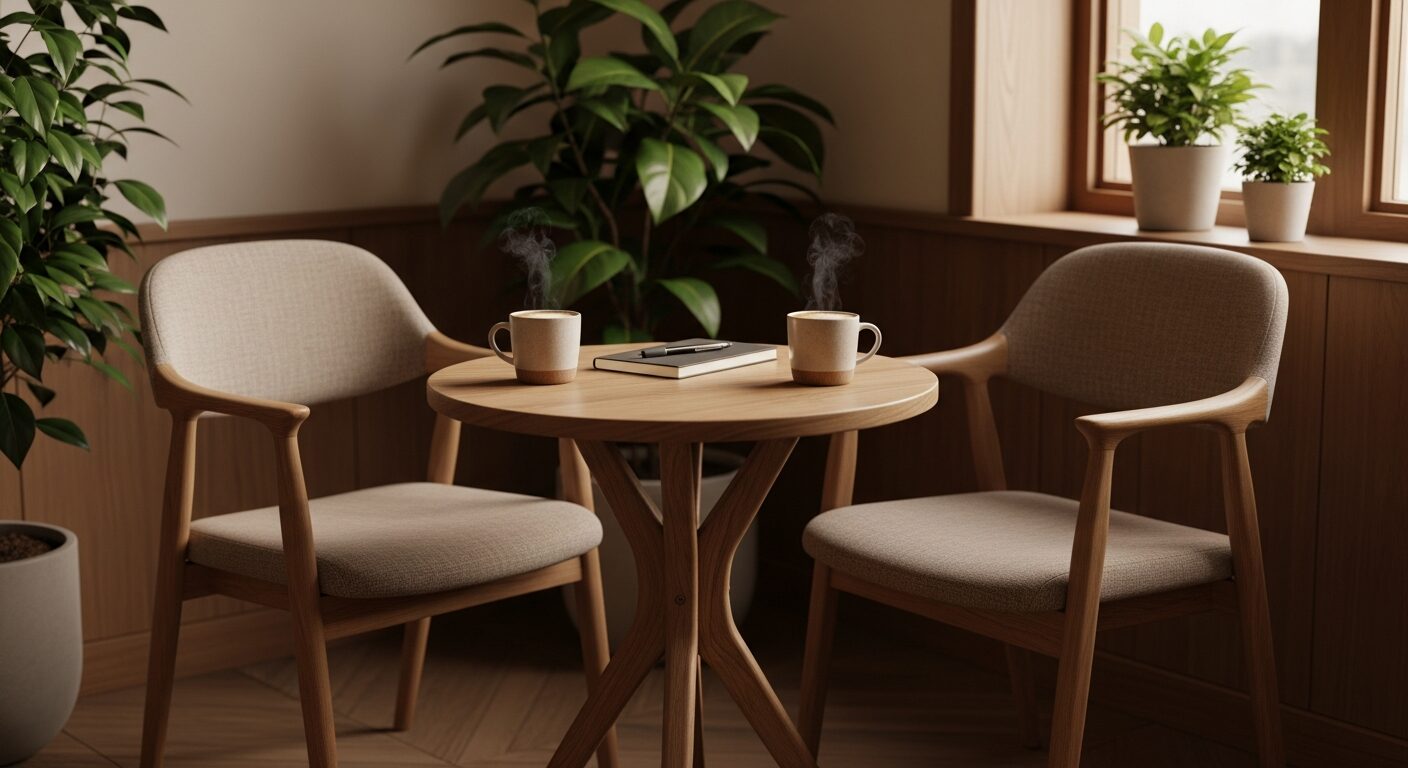 定期的な振り返り面談の静かな席