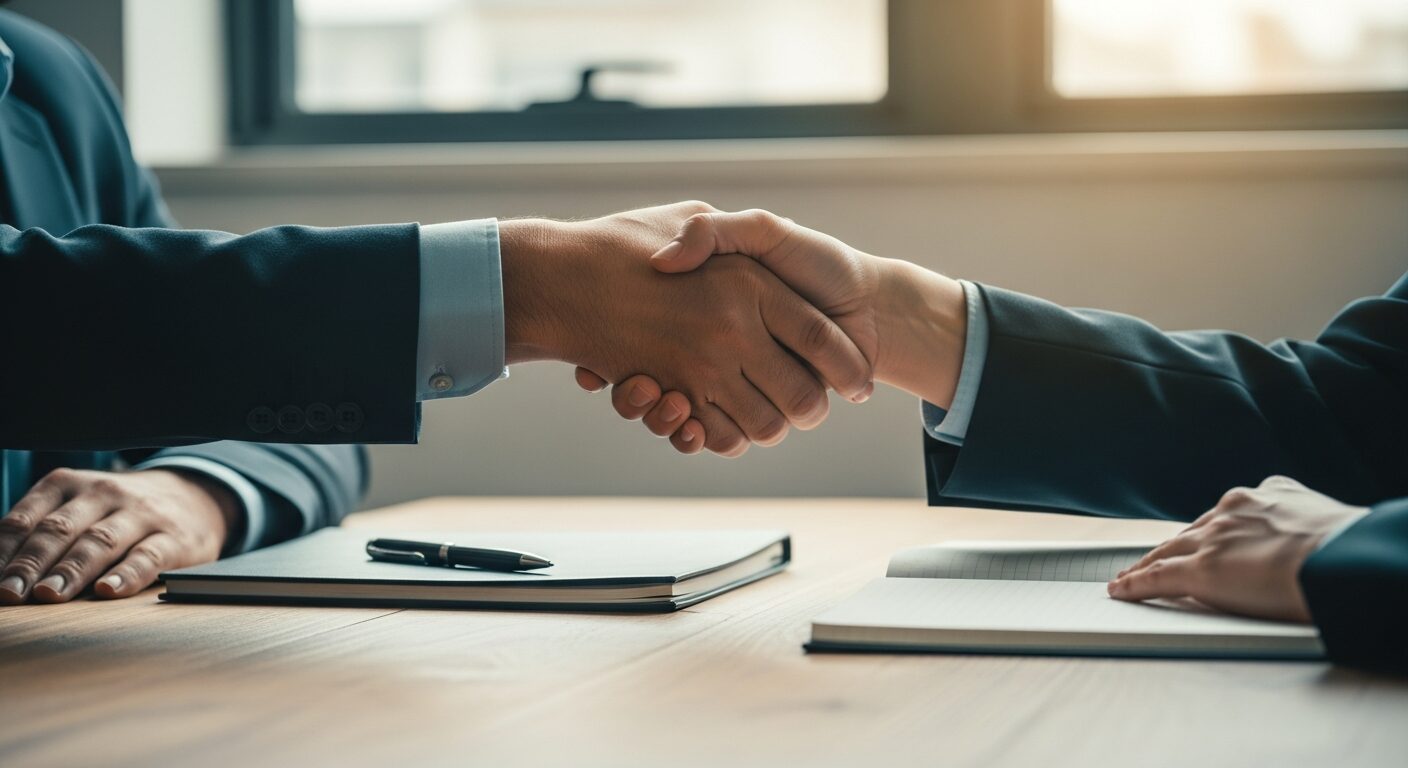 外部支援との連携を象徴する握手