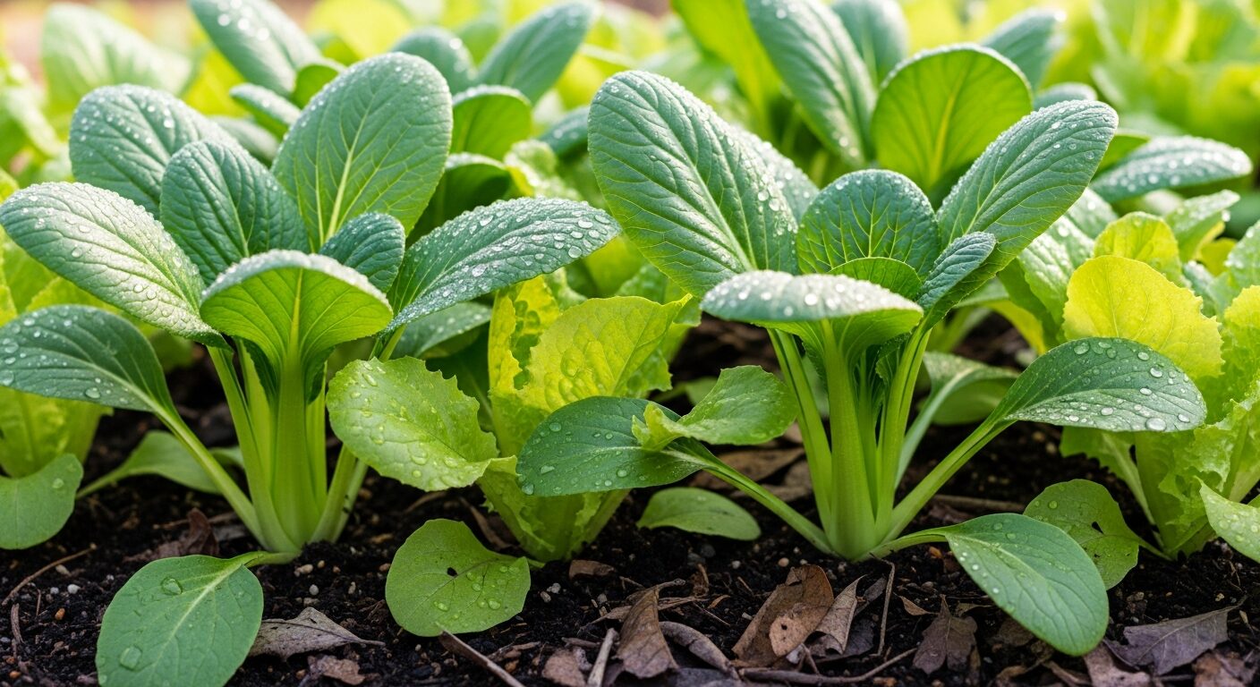 落ち葉マルチの土で育つ葉物野菜