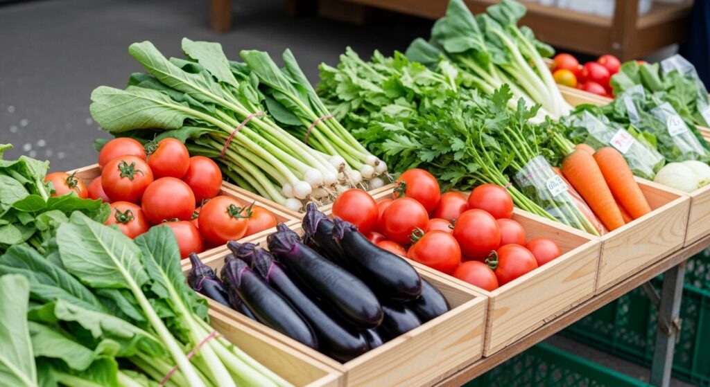 直売所に並ぶ採れたての国産野菜