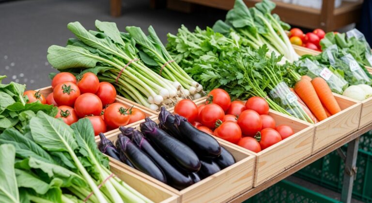 直売所に並ぶ採れたての国産野菜